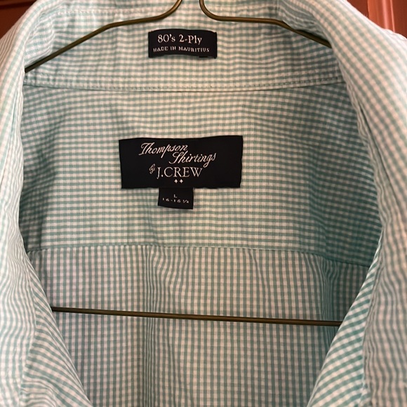J. Crew Thompson Shirtings 80’s 2-ply Green Check Long Sleeve Button Shirt L - Picture 3 of 5